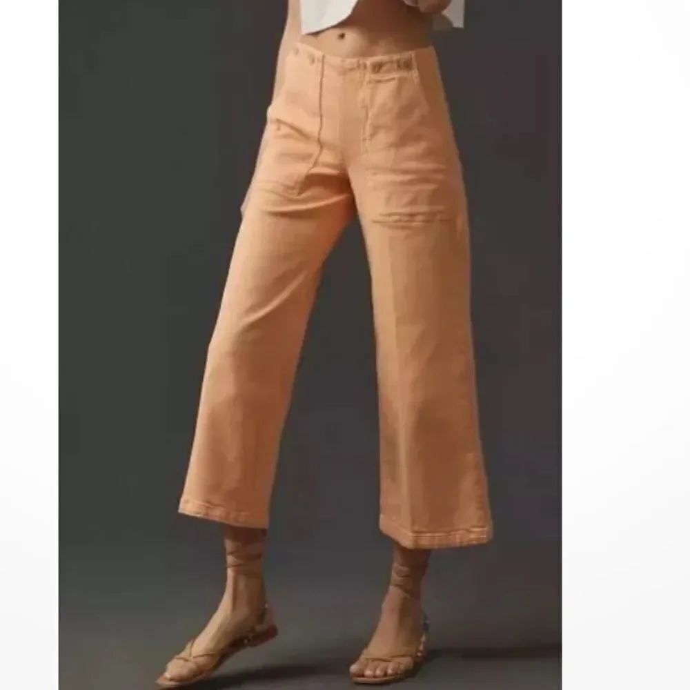 Anthropologie The Kit High-Rise Wide-Leg Utility Trouser by Pilcro 27 (Green)